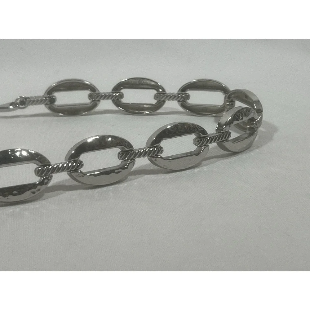 Womens Silver Metal Belt Adjustable Up To 38 Minimalist Y2K Statement Waist